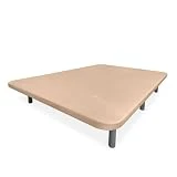 Somnia Descanso - Base Tapizada 3D Extra Reforzada, Gran Estabilidad, con Barras de Refuerzo y 6 Patas metálicas roscadas de 27cm, 150x190, Beige
