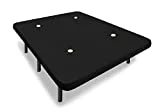 HOGAR24 ES Base tapizada 150 x 200 Reforzada con 7 Patas metálicas Alto 26 cm, tapizado 3D Color Negro + 4 válvulas de transpiración.