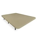 Somnia Descanso - Base Tapizada 3D Reforzada, Gran Estabilidad con 5 Barras de Refuerzo 6 Patas metálicas roscadas de 27cm, 150x190, Beige