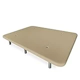 Somnia Descanso - Base Tapizada 3D Reforzada, Gran Estabilidad con 5 Barras Transversales y 6 Patas metálicas roscadas de 27cm, 135x190, Beige