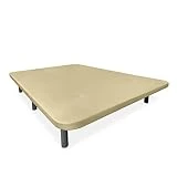 Somnia Descanso - Base Tapizada 3D Reforzada, Gran Estabilidad con 5 Barras Transversales con Válvulas de ventilación y 6 Patas metálicas roscadas de 27cm, 105x190, Beige