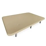 Somnia Descanso - Base Tapizada 3D Reforzada, Gran Estabilidad con 5 Barras Transversales con Válvulas de ventilación y 6 Patas metálicas roscadas de 27cm, 135x190, Beige