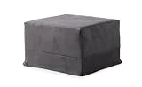 EVERGREENWEB - Puff Cama con Colchón de Waterfoam de 10 cm de Altura - Suite Ahorra Espacio Plegable para Dormitorio y Sala, Otomana Reposapiés, Tela de Gamuza Color Antracita Removible