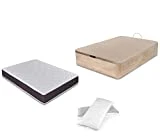 Dormidán - Pack de canapé abatible de Gran Capacidad + colchón viscoelástico + Almohada visco Copos de Regalo (105_x_190_cm, Roble)