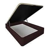 DUÉRMETE ONLINE - Canapé Abatible Extra Reforzado Gran Capacidad con Tapa Transpirable, Esquinas Redondeadas, 135 x 190, Cajón Grosor 30mm, Wengué