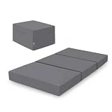 Amazon Basics - Colchón viscoelástico de Poliuretano, plegable con funda y unas medidas de 120 x 195 x 10 cm, Gris