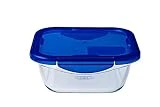 Pyrex Cook & Go Recipiente Cuadrado 16X16CM 85CL con Tapa Cook&GO, Azul, 2.26 cm