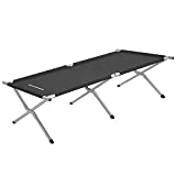 SONGMICS Cama Plegable Camping, Cama Camping, 210 x 72 x 45 cm, 110 kg Capacidad de Carga, Viaje Exterior, Negro GCB21H
