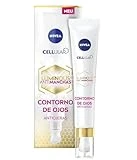 NIVEA Contorno de Ojos Antiojeras Cellular Luminous 630 (1 x 15 ml), crema antiedad con ácido hialurónico, crema antiarrugas para deshinchar la mirada cansada