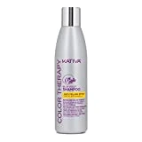 KATIVA Color Therapy Blue Violet| Champú Matizador 250 ml | Champú Violeta Efecto Anti-Amarillo | Karité, Coco y Cítricos | Sin Sal, Sulfatos Ni Parabenos | Cabello Rubio, Canas o Gris
