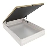 Homey Canapé Abatible Súper Reforzado Gran Capacidad con Tapa Transpirable, Esquinas Redondeadas, Madera, Polar, 150 x 190