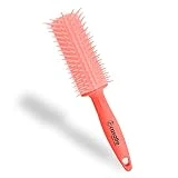 Cepillo PRO Curly - Cepillo Antitirones para Pelo Rizado/Rebelde - Cepillo para Pelo con Púas Flexibles y Nano Texturizadas - Previene la Rotura del Cabello - Color Rosa - Casalfe