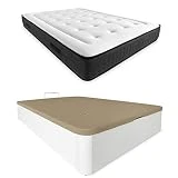 Somnia Descanso - Pack Colchón Viscoelástico Creta Grosor 24cm + Canapé Madera Abatible Gran Capacidad | Color Blanco 150 x 190