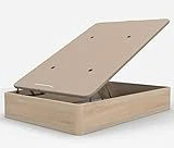 Dormidán - Canapé abatible de Gran Capacidad con Esquinas Redondeadas en Madera, Base tapizada 3D Transpirable + 4 válvulas aireación 105x190cm Color Roble