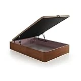 Tanuk Canapé abatible HEIMDALL de Gran Capacidad con Esquinas Redondeadas en Madera, Base tapizada 3D Transpirable 150x200 Cerezo Montaje Y Subida A Domicilio Incluido