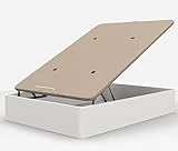 DORMIDAN - Canapé abatible de Gran Capacidad con Esquinas Redondeadas en Madera, Base tapizada 3D Transpirable + 4 válvulas aireación 150x190cm Color Blanco