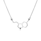 Plata de Ley Collar de Molécula de Serotonina Chapado en Oro Blanco, Felicidad Neurotransmisor Collar, Química Orgánica Joyería para los Amantes de Ciencia Regalos