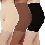 INNERSY Pantalón Antirozaduras Muslos Pantalones Cortos Mujer de Vestir Braga Anti Rozaduras 3 Pack (XL, Negro+Beige+Marrón)
