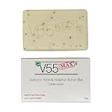 Jabón Exfoliante de Ácido Salicílico Aceite de Árbol de Té y Jabón Sulfúrico V55 MAX para Manchas Puntos Negros Milia Problemas de la Piel - Apto y Seguro para Personas con Tendencia al Acné - 100 g