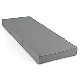 maxVitalis Colchón Plegable, Jergón para Invitados, Jergón Plegable de 3 Piezas, Espuma Extra Gruesa 15cm, Lavable, Cubierta en Forma de Dados, Plegable, Estera Plegable para Adultos gris, 75x195x15cm
