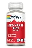 SOLARAY Red Yeast Rice. 45 VegCaps. Formula de cuidado cardiovascular a base de Monascus purpureus. Sin gluten. Apto para veganos.