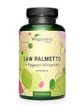 SAW PALMETTO 10.000 mg Vegavero | Para 3 Meses | Con Pygeum Africanum | Prostata Inflamada + Caída Pelo + Infecciones Urinarias | Sin Aditivos | 45% Ácidos Grasos | 90 Cápsulas