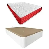 DUÉRMETE ONLINE - Pack Colchón Viscoelástico Lite Reversible Grosor 23cm + Canapé Madera Abatible Gran Capacidad | Color Blanco 105 x 190