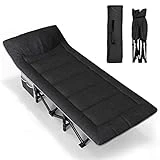 ATORPOK SHOP Cama de camping plegable resistente para adultos, carga hasta 200 kg, para exteriores, camping, viajes, casa, etc. (negro)
