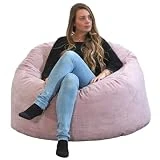 Puff Gigante 100 cm – Terciopelo Acanalado – Suave y Confortable – Fabricado en Francia – Relleno Incluido, Apoyo Óptimo para la Espalda – Puff Salon, Gamer, Cama, Pera, Bean Bag (Rosa)