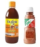 TLT FOODS Pack Salsa Chamoy y Mango Chilerito 355ml + Tajín En Polvo Clásico Mezcla De Chiles, Lima y Sal 142g – Condimentos Sazonadores Mexicanos Dulces Y Picantes Para Fruta, Ensaladas y Aperitivos