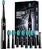 Cepillo Electrico, Cepillo De Dientes EléCtrico Sonic Con 8 Cabezales De Cepillo 40000 Vpm 5 Modos, Cepillo Electrico EléCtrico Recargable Para Adultos, Negro