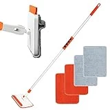 Qaestfy Limpia Zócalos con Mango Largo Mopa para Limpiar Azulejos y Paredes Piso Limpiacristales mopa Extensible con articulación de 360° 4 Almohadillas Reutilizables