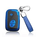 HIBEYO Funda para Llave de Coche Inteligente Compatible con Lexus GS is 450h, 460h, IS220, IS300, RX270, RX350, ES350, 3 Botones, Piel de Poliuretano termoplástico, Color Azul