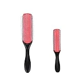 2 Cepillo para el pelo (D4 con 9 Hileras-D3 con 5 Hileras), (D4), profesional silicona metodo curly pelo rizado antirotura