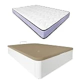 Somnia Descanso - Pack Colchón Viscoelástico Viscojunior Reversible + Canapé Madera Abatible Gran Capacidad | Color Blanco 135 x 190