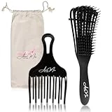 Cepillo Pelo Diseñado para Método Curly, Cepillo Antitirones y Peine con Dientes Largos para Generar Volumen. Cepillo de Pelo para Todo Tipo de Cabello, Natural, Liso, Rizado y Afro. Excelente Regalo.