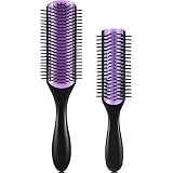 2 Cepillo para el pelo (D4 con 9 Hileras-D3 con 5 Hileras),Cepillo de pelo de 9 hileras (D4) 9 filas Cepillo profesional silicona metodo curly pelo rizado antirotura (Púrpura)