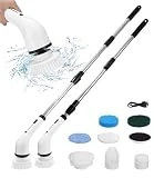 FAOKZE Cepillo de Limpieza eléctrico,Fregadora Giratoria Eléctrico con 7 Cabezas de Cepillo Reemplazables,Mango Ajustable para baño,Cocina,Coche