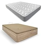 DUÉRMETE ONLINE - Pack Colchón Viscoelástico Viscotec + Canapé Madera Abatible Gran Capacidad | Color Cambria 135 x 190