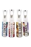 GLAMOUR PARFUM - Pack 4 Ambientadores de Hogar - Fragancia Tokio, Los Ángeles, El Cairo y París - 4 x 300 ml - Pack Great Continents - Ambientadores Textiles en Spray - Reutilizable