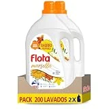 FLOTA | Detergente Líquido Quitamanchas incluso en Agua Fría para Lavadora | Ropa Blanca y de Color | Fragancia Marsella | 2x100 Lavados | Formato Familiar