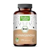 Raibu Ashwagandha Cápsulas BIO (270 cápsulas — 2400 mg Dosis Diaria) Ashwagandha Polvo de Raíz I Ashwagandha Cápsulas Ecológica Dosis Alta, Primera Calidad, sin Aditivos, Envasado en Europa