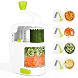 Espiralizador vegetal para Alimentos - Cortador de Verduras de 4 Cuchillas, Manual Calabacin Pasta, Adecuado para Zanahorias, Cebollas y Otras Verduras y Frutas para Hacer Salsas, Ensaladas, etc