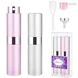 MELLIEX 2 Piezas Atomizador Perfume Recargable 8ML Portátil Miniaturas Perfume de Viaje Mini Botella de Perfume (Plata, Rosa)