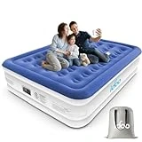 iDOO Colchón Hinchable con Bomba de inflado y desinflado en Tan Solo 3 Minutos, para el hogar, Viajes y Camping, 203x152x46cm. Peso máximo:295Kg (Cama Matrimonial), Azul