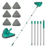 JEHONN Mopa Triangular de Mango Largo 200CM, Trapeador de Limpieza Azulejos Pared con 6 Almohadillas de Chenilla Microfibra, Adecuado para Paredes Pintadas, Ventanas, Suelos y Sustratos (Verde)