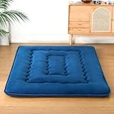 Poshions Colchón de futón, colchón de Suelo japonés Acolchado, Cama Plegable,colchón, Extra Grueso, Tumbona para el Suelo, Cama de Invitados para Acampar 99x203cm, Azul Marino