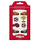 dekora Cupcakes o Tartas con Decoración de Azucar para Postres de Futbol-Pack de 8 Figuras Comestibles, Multicolor, Talla Única, 9