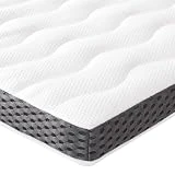 Amazon Basics Sobrecolchón viscoelástico 135 x 190 cm, 7 cm Topper para Colchón de espuma con memoria con Funda removible y lavable, Blanco
