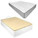 DUÉRMETE ONLINE - Pack Colchón Viscoelástico Arosa Reversible Grosor 24cm + Canapé Madera Abatible Gran Capacidad | Color Polar 105 x 190